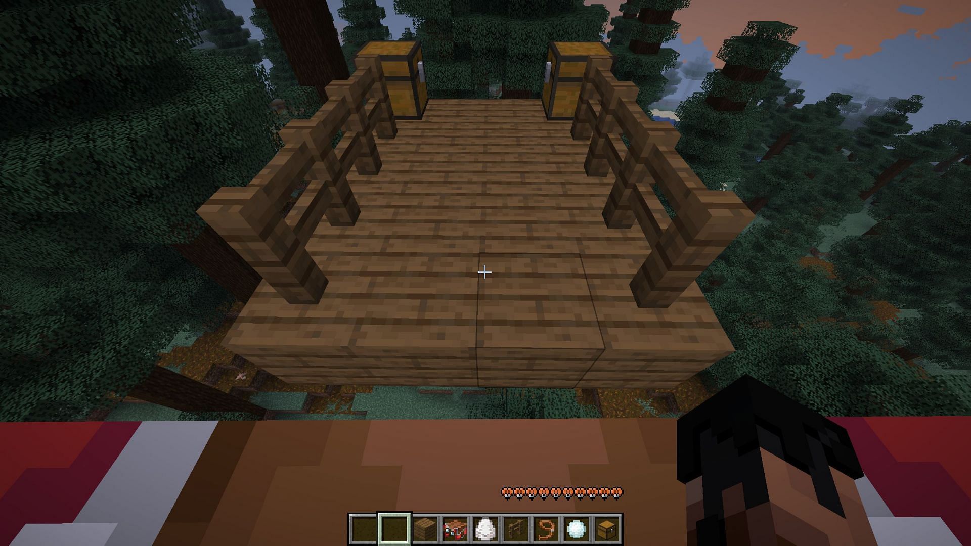 Practice a few times how you can get on and off the happy ghast to the platform (Image via Sportskeeda Gaming || Mojang Studios)